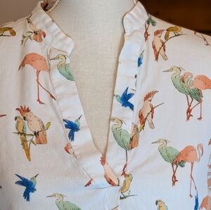 Zara Vneck Blouse with Bird Design
